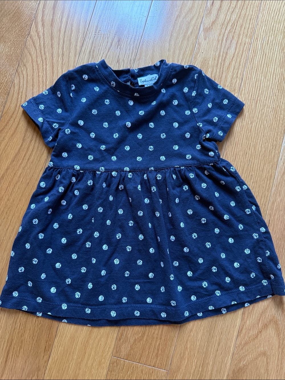 Splendid Navy Dress with White Polka Dots